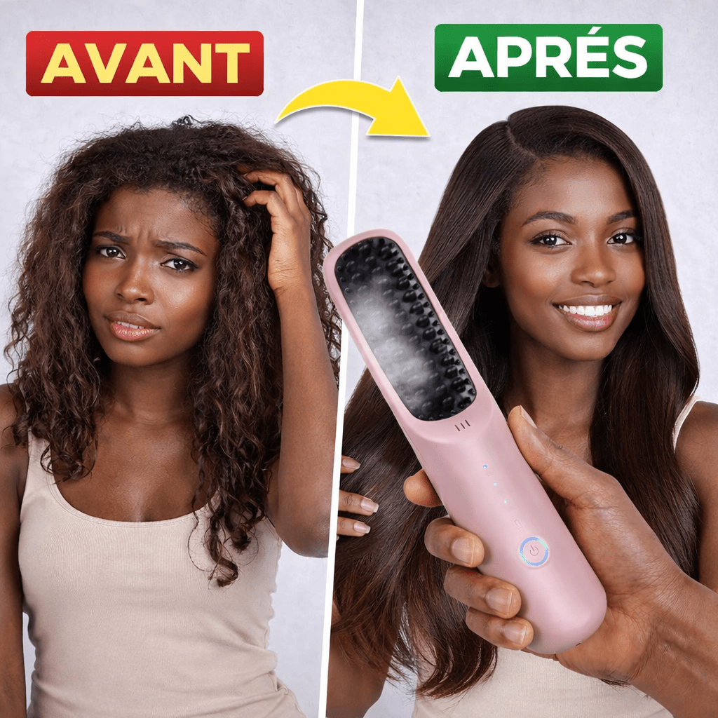 Mini peigne cheveux à lisser chauffant sans fil (3 températures réglable) - SamaShop
