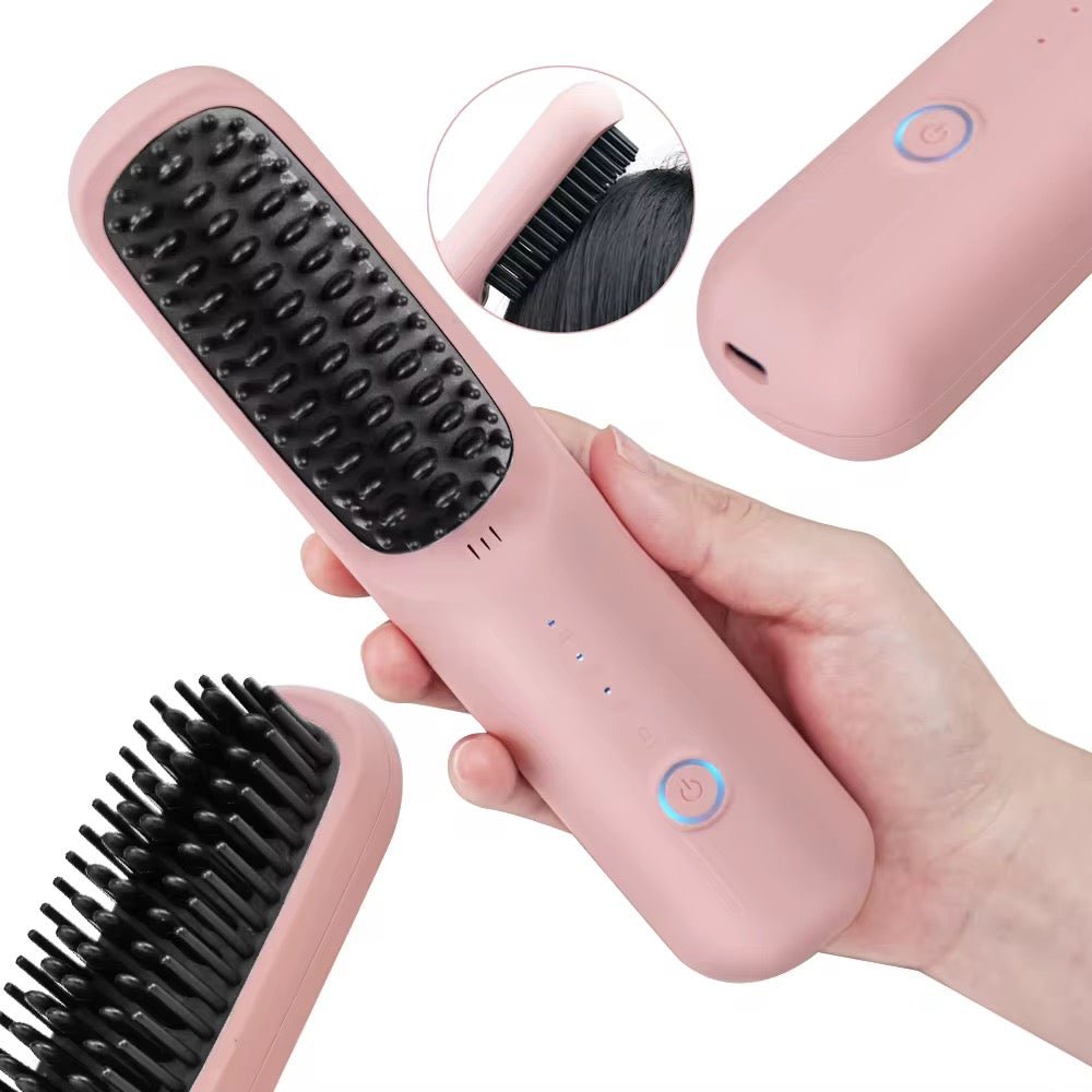 Mini peigne cheveux à lisser chauffant sans fil (3 températures réglable) - SamaShop