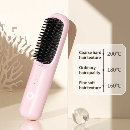 Mini peigne cheveux à lisser chauffant sans fil (3 températures réglable) - SamaShop