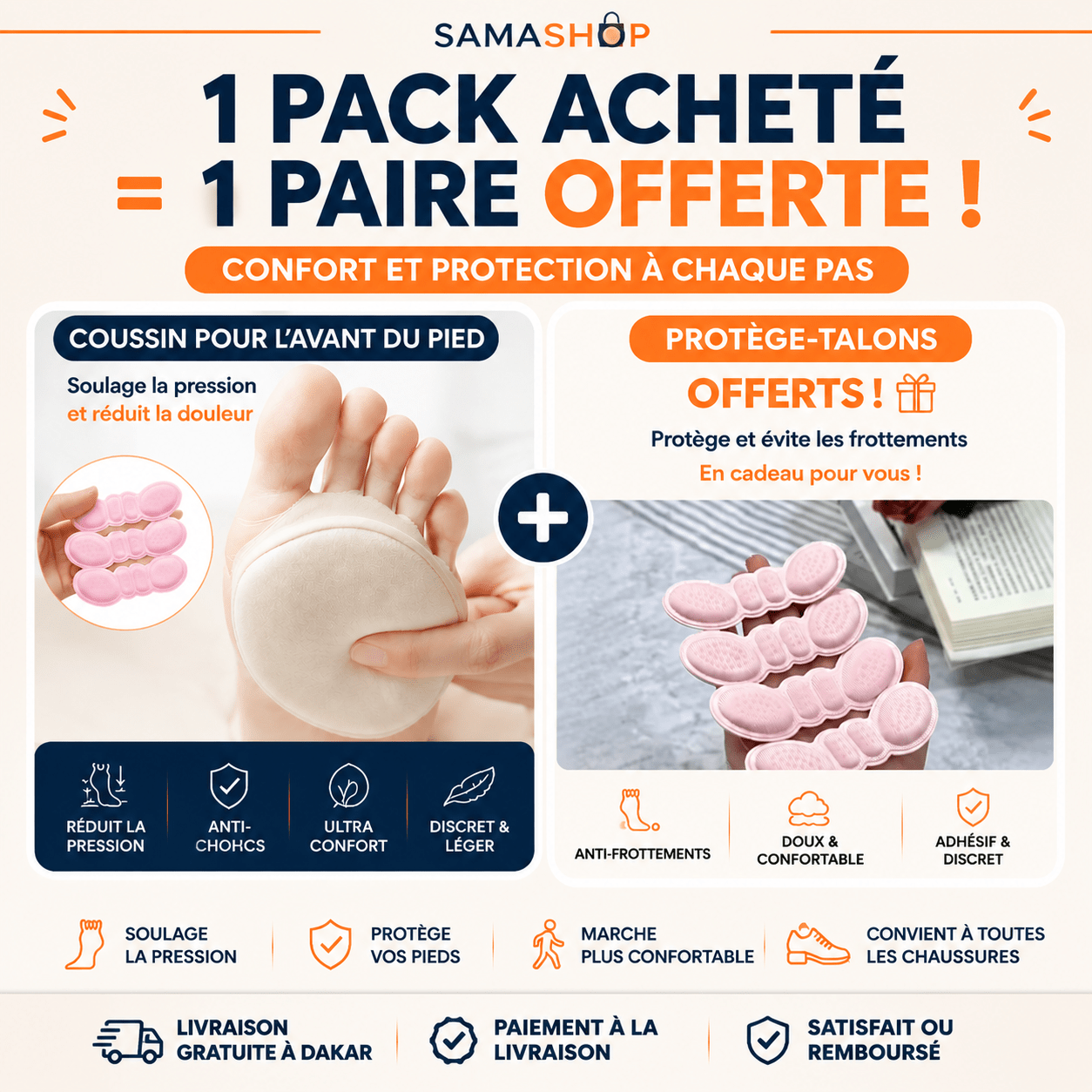 Coussin Confort Talons – Marche Sans Douleur ( Marchez Sans Douleur Toute La Journée 👣 ) - SamaShop